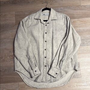 Zara Denim Cream Button-Up Shirt